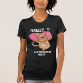 猫カッコいいママ厳しい日の猫シャおもしろいツ Tシャツ (正面)