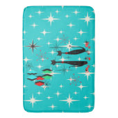 猫カッコいいミッドセンチュリーモダンアトミック時代バスマット バスマット (正面縦)