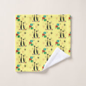 猫カッコいい世紀半モダンばの原子時代 バスタオルセット (ウォッシュタオル)