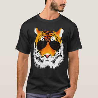 猫カッコいい虎サングラスデザイン Tシャツ