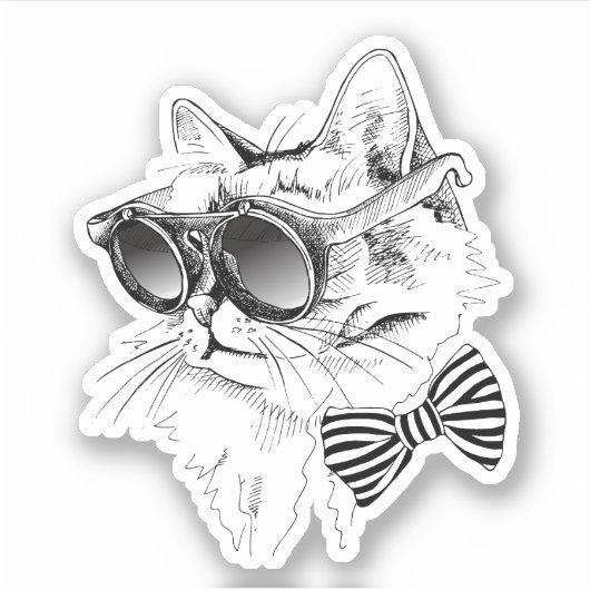 猫カッコいい シール (正面)