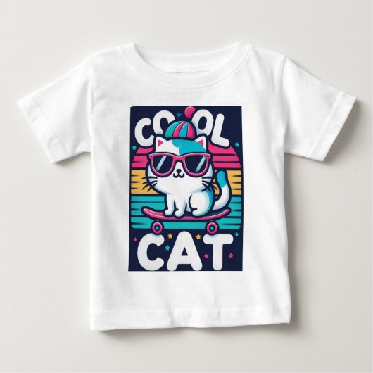 猫カッコいい ベビーTシャツ (正面)