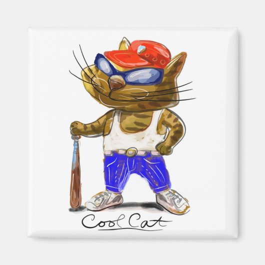 猫カッコいい マグネット (正面)