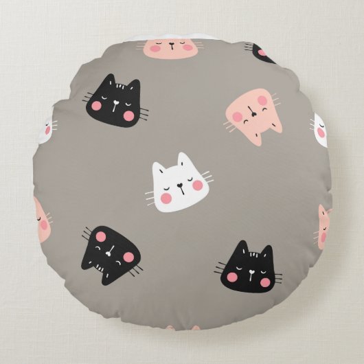 猫カッコいい ラウンドクッション (正面)