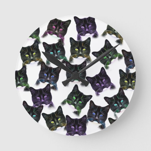 猫カッコいい ラウンド壁時計 (正面)
