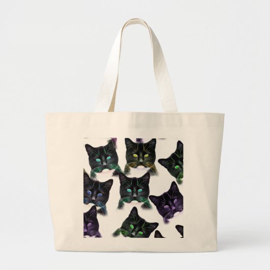 猫カッコいい ラージトートバッグ (正面)