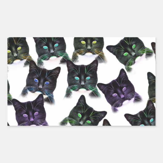 猫カッコいい 長方形シール (正面)
