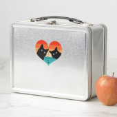 猫カップルレトロヴィンテージシャツおもしろいブラックキャットヴァル メタルランチボックス (インサイチュ)