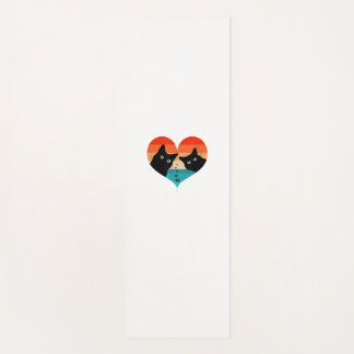 猫カップルレトロヴィンテージシャツおもしろいブラックキャットヴァル ヨガマット