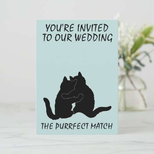 猫カップル結婚のカスタム招待状 招待状 (スタンド正面)