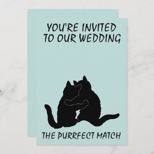 猫カップル結婚のカスタム招待状 招待状 (正面/裏面)