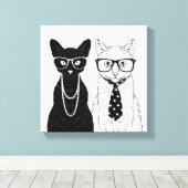 猫カップル キャンバスプリント (インサイチュ (ウッドフロア))