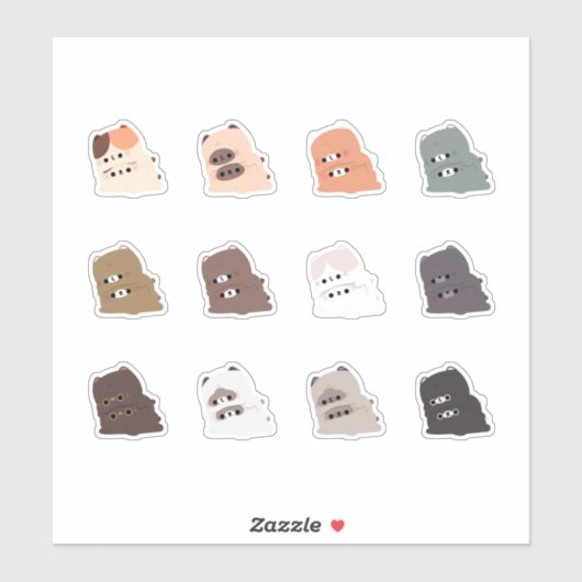 猫カップル シール (シート)