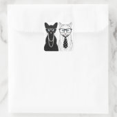 猫カップル スクエアシール (バッグ)