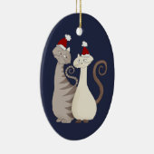 猫カップル ブルー セラミックオーナメント (右)