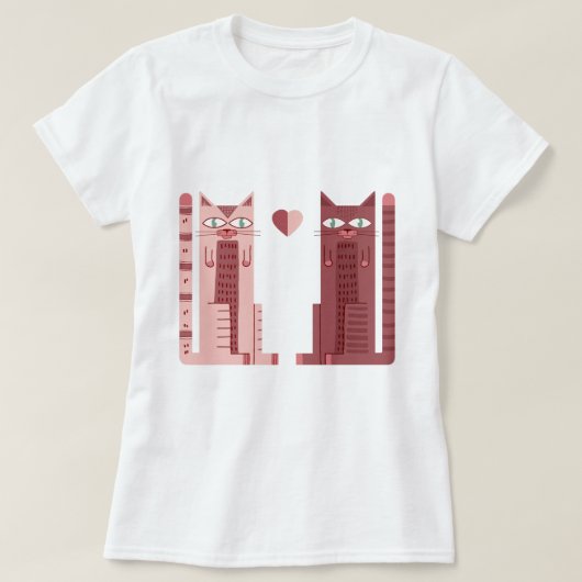 猫カップル Tシャツ (デザイン正面)