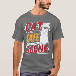 猫カフェの風景の友達 Tシャツ