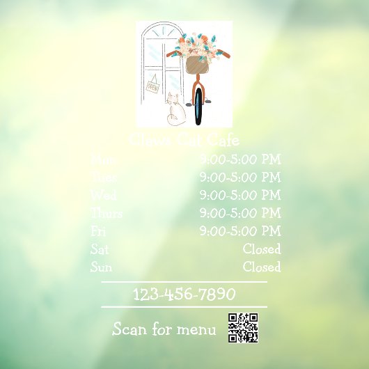 猫カフェ喫茶店オープン時間 ウィンドウサイン (シート3)