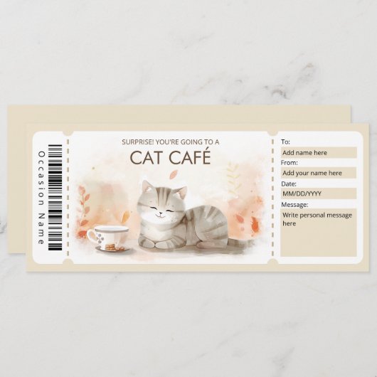 猫カフェ贈与証猫好き 招待状 (正面/裏面)
