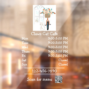 猫カフェ コーヒーショップ営業時間 ウィンドウサイン