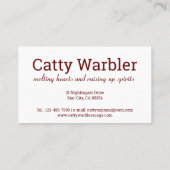 猫カラチュラソプラノおもしろい 名刺 (裏面)