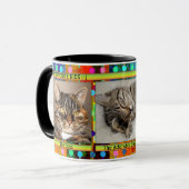 猫カラフルおもしろいの母の写真 マグカップ (正面左)