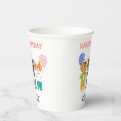 猫カラフルおもしろい幸せ3歳の誕生日紙カップ 紙コップ (右)