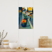 猫カラフルが特徴の街 ポスター (キッチン)