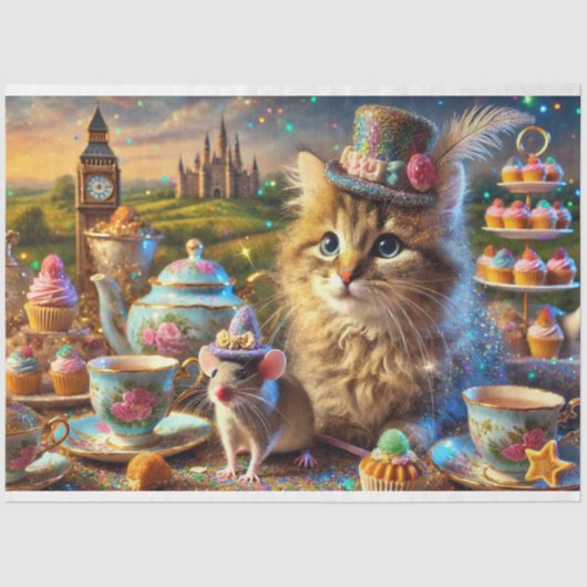 猫カラフルとマウスの切り離し 薄葉紙 (正面)