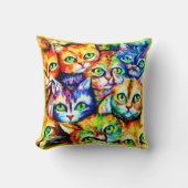 猫カラフルと子猫の柄買今 クッション (正面)