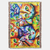 猫カラフルと子猫の柄買今 スローブランケット (正面縦)
