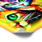 猫カラフルと子猫の柄買今 ポスター (角)