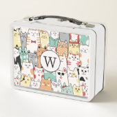 猫カラフルと猫と猫のモノグラム メタルランチボックス (裏面)