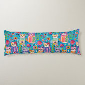 猫カラフルと花がお洒落幸せ ボディピロー (裏面)