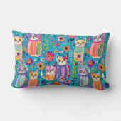 猫カラフルと花がお洒落幸せ ランバークッション (裏面)