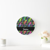 猫カラフルのグラデーション ラウンド壁時計 (ホーム)