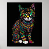 猫カラフルのスケッチ5:4 ポスター (正面)