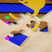 猫カラフルのストライプ水玉模様 ジグソーパズル (側面)