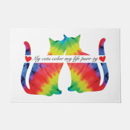 猫カラフルの姿 ドアマット