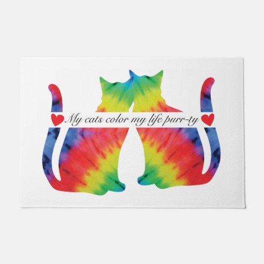 猫カラフルの姿 ドアマット (正面)