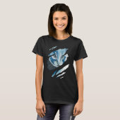 猫カラフルの破れた布 Tシャツ (正面フル)