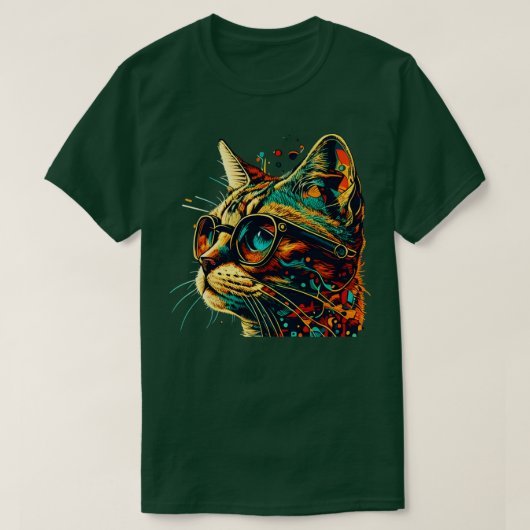 猫カラフルの考え猫好き Tシャツ (デザイン正面)