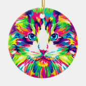 猫カラフルの至福:喜びのヒゲ セラミックオーナメント (正面)