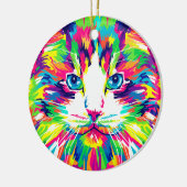 猫カラフルの至福:喜びのヒゲ セラミックオーナメント (左)