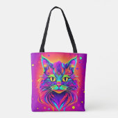 猫カラフルの頭部のアートワーク トートバッグ (裏面)