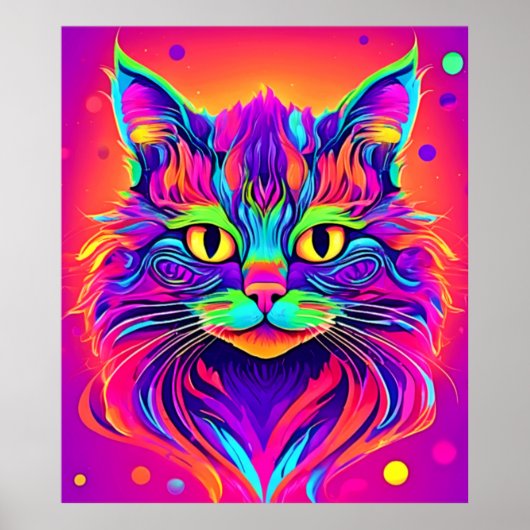 猫カラフルの頭部のアートワーク ポスター (正面)