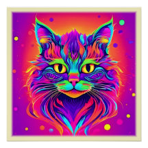 猫カラフルの頭部のアートワーク