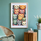 猫カラフルはお洒落枠なし ポスター