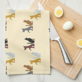 猫カラフルや犬の柄 キッチンタオル (四つ折り)