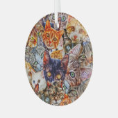 猫カラフルコラージュ ガラスオーナメント (正面左)